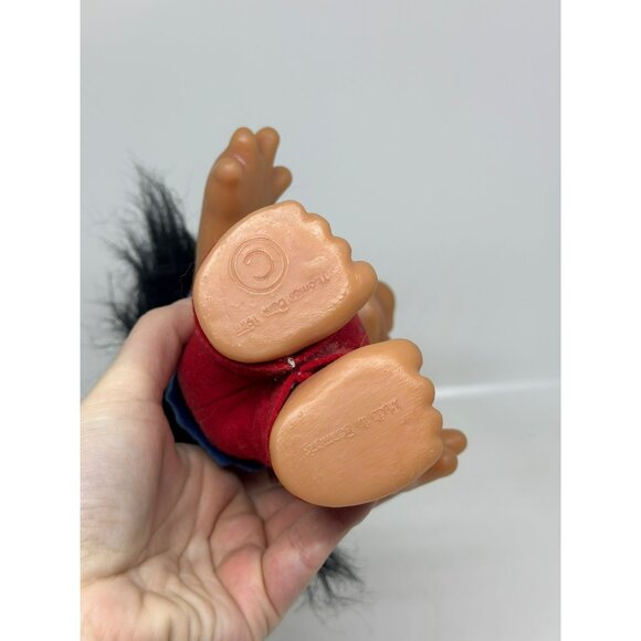 VTG Troll Thomas Dam Boy Doll 1977 6-1/2" Denmark Black Mohair Round Ears - Picture 6 of 7